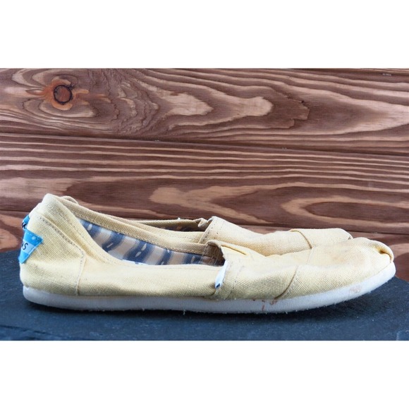 Toms Sz 7.5 M Yellow Round Toe‎ Flat Fabric - Picture 4 of 7